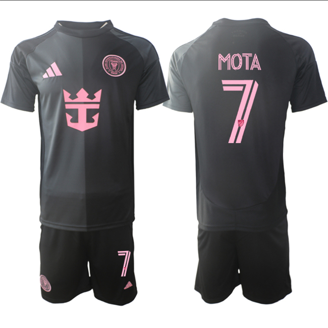 Men's Black Inter Miami CF #7 Jean Mota 2025 Away Soccer Jersey Suit
